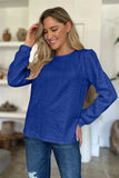 Textured Round Neck Long Sleeve Sweatshirt - Trendsi - Flyclothing LLC