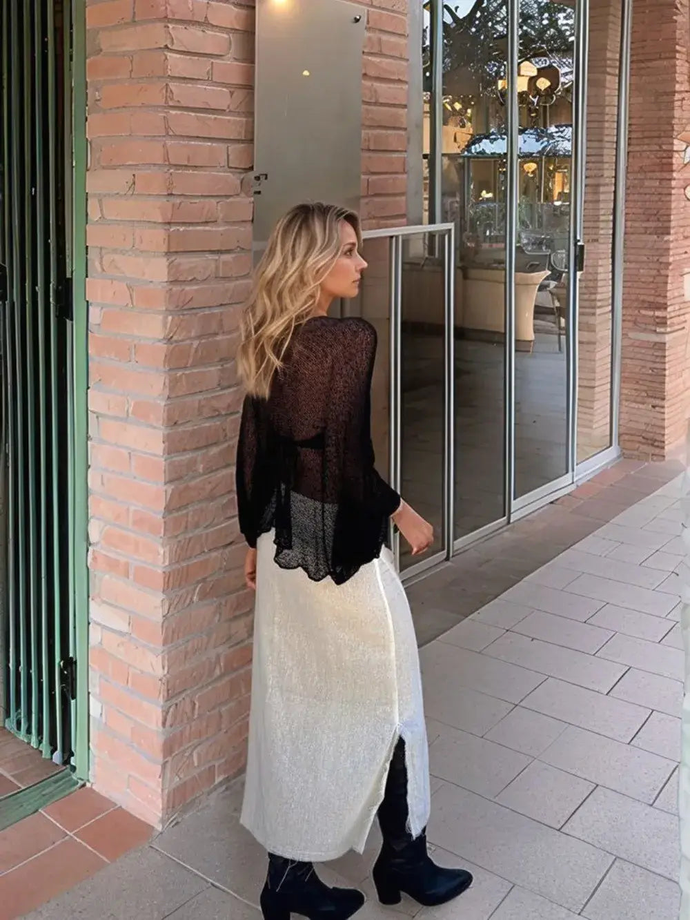 Round Neck Long Sleeve Cover-Up - Trendsi - Flyclothing LLC