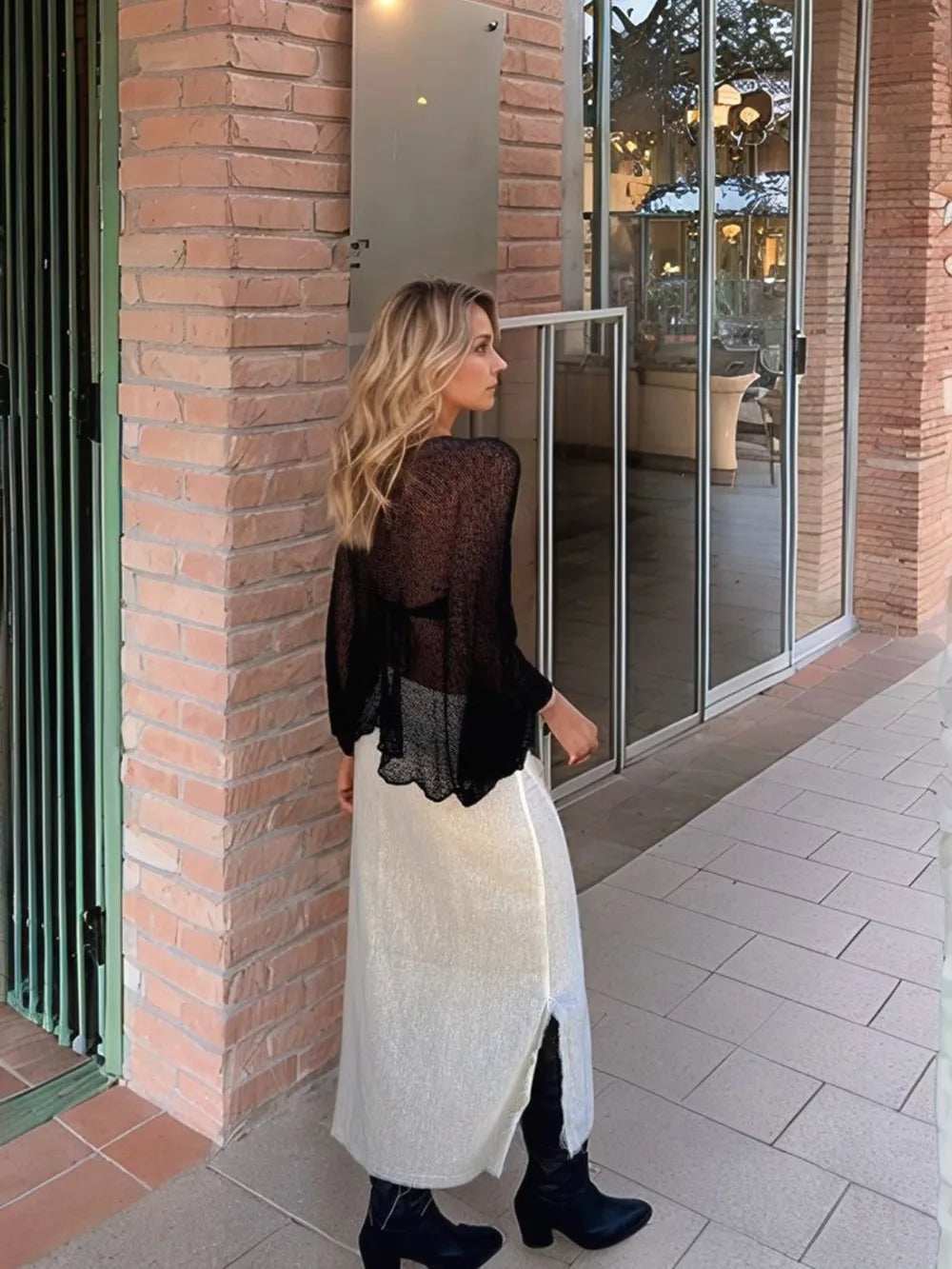 Round Neck Long Sleeve Cover-Up - Trendsi - Flyclothing LLC