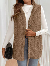 Cozy Sherpa Fleece Hooded Vest Coat - Trendsi - Flyclothing LLC