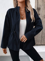 Drawstring Zip Up Hooded Jacket - Trendsi - Flyclothing LLC