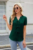 Notched Short Sleeve Blouse - Trendsi - Flyclothing LLC