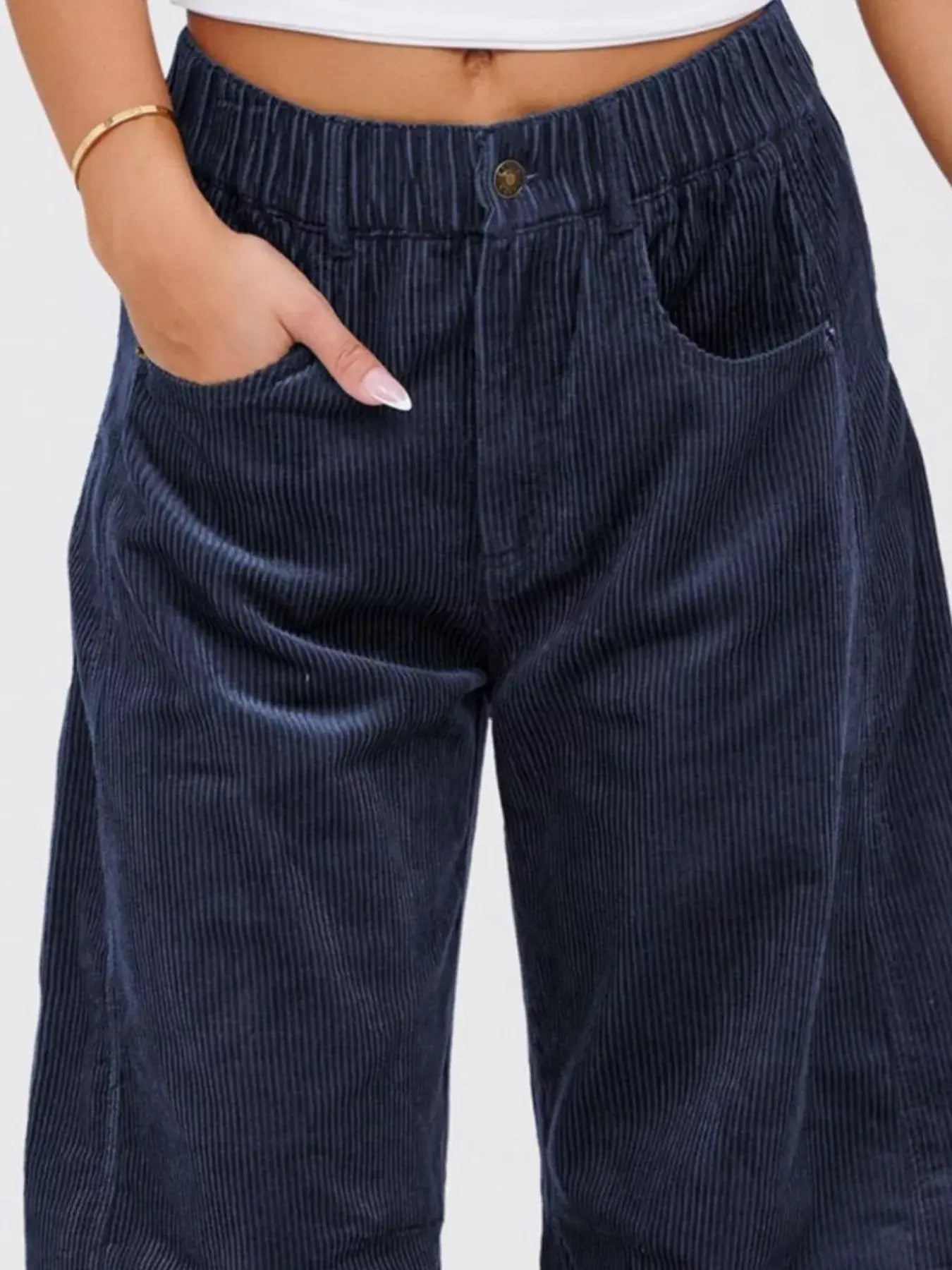 Corduroy Wide Leg Pants - Trendsi - Flyclothing LLC
