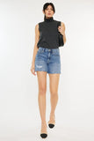 Kancan Distressed High Waist Denim Shorts - Trendsi
