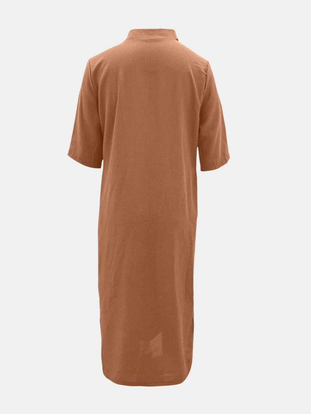 Full Size Notched Half Sleeve Midi Dress - Trendsi - Flyclothing LLC