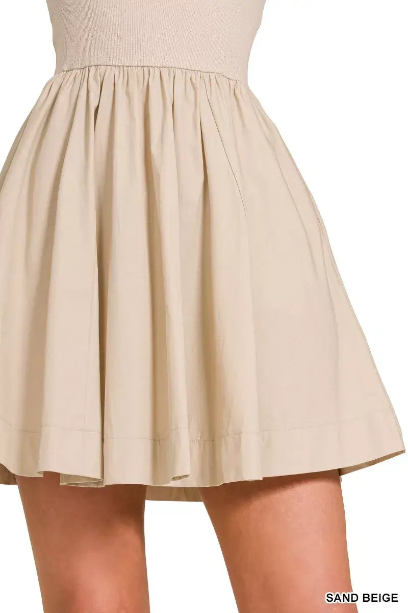 Zenana Combined Knit Tube Top Flare Mini Dress - Trendsi - Flyclothing LLC