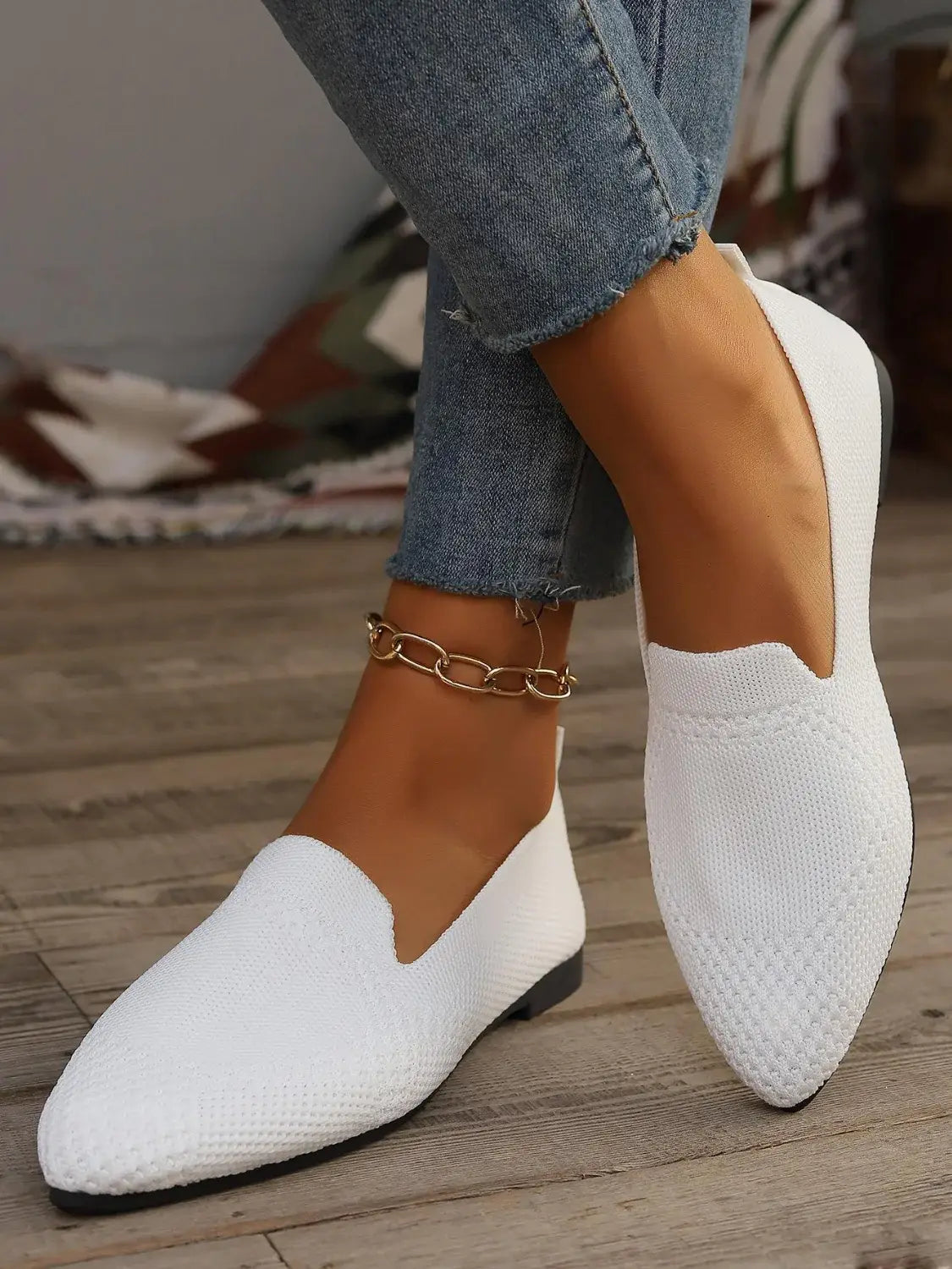Point Toe Mesh Flats Slip-Ons - Trendsi - Flyclothing LLC