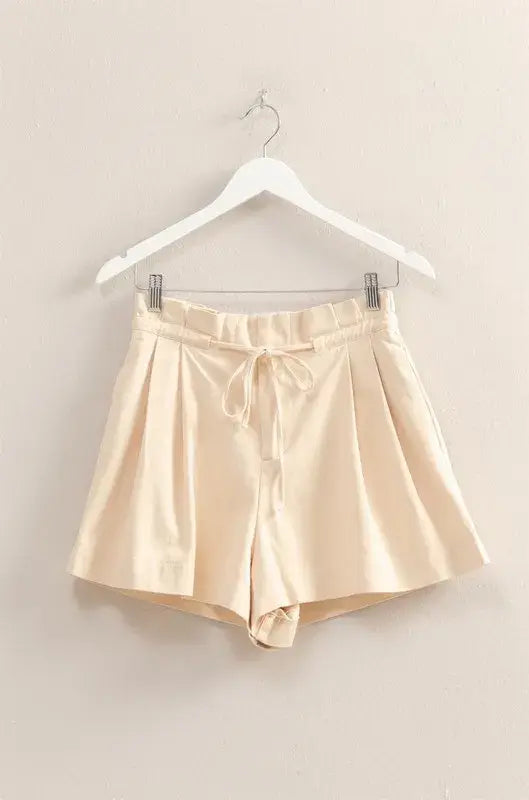 HYFVE High-Waisted Washed Twill Paperbag Shorts - Trendsi - Flyclothing LLC