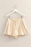 HYFVE High-Waisted Washed Twill Paperbag Shorts - Trendsi