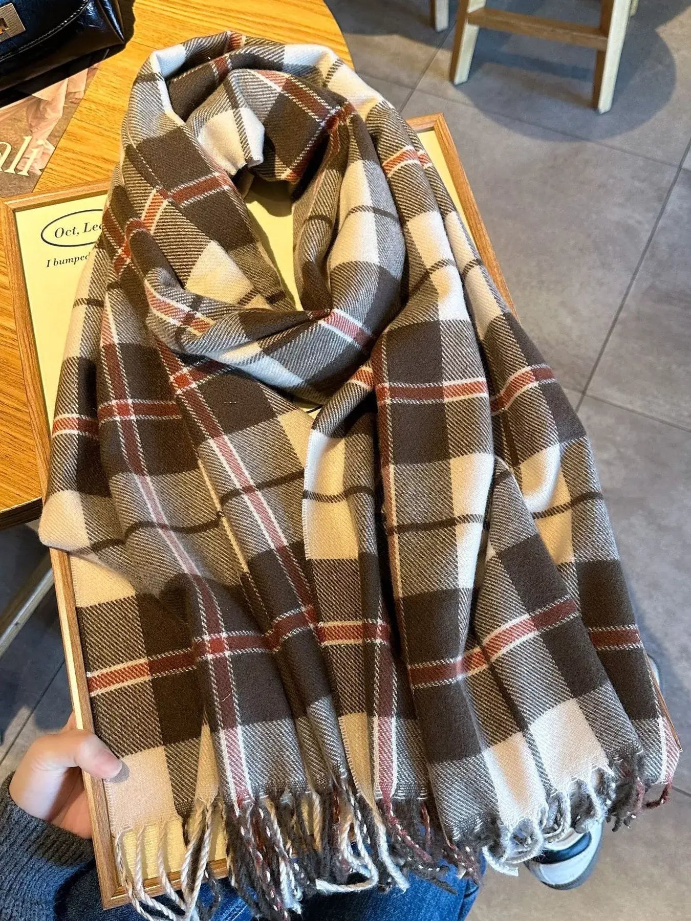 Classic Plaid Fringe Scarf - Trendsi - Flyclothing LLC