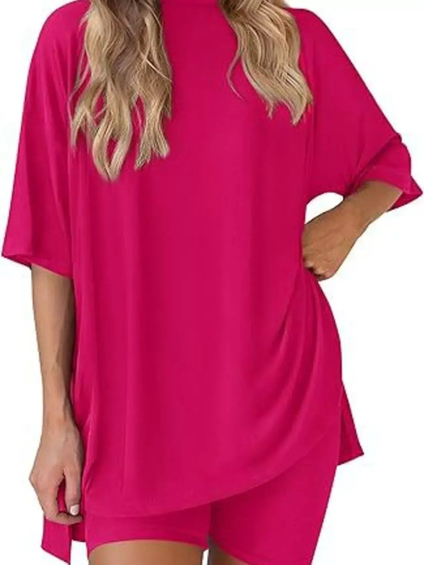 Full Size Half Sleeve T-Shirt and Shorts Set Plus Size - Trendsi - Flyclothing LLC