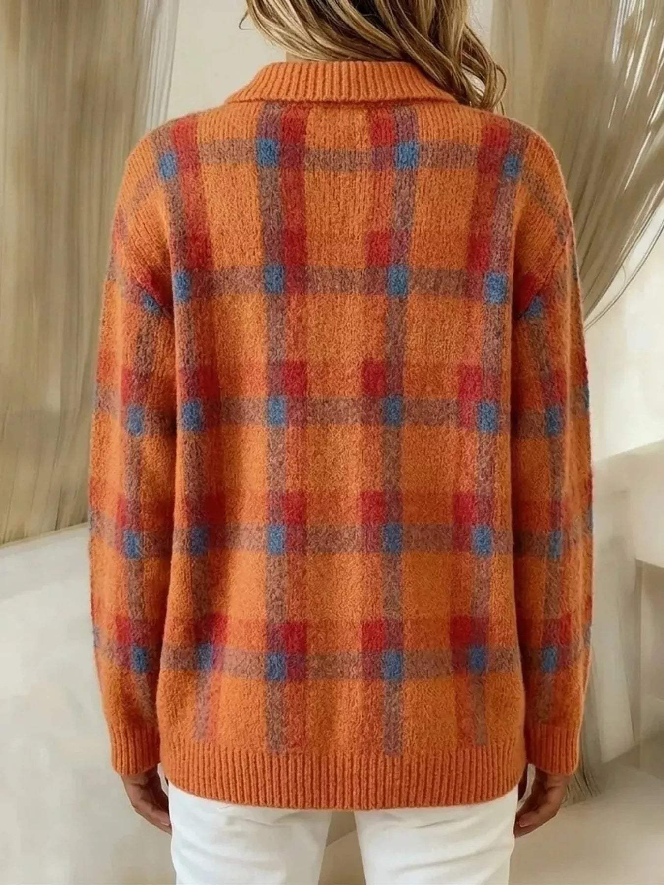 Plaid Button-Up Cardigan - Trendsi - Flyclothing LLC