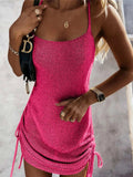 Drawstring Scoop Neck Spaghetti Strap Knit Dress - Trendsi - Flyclothing LLC