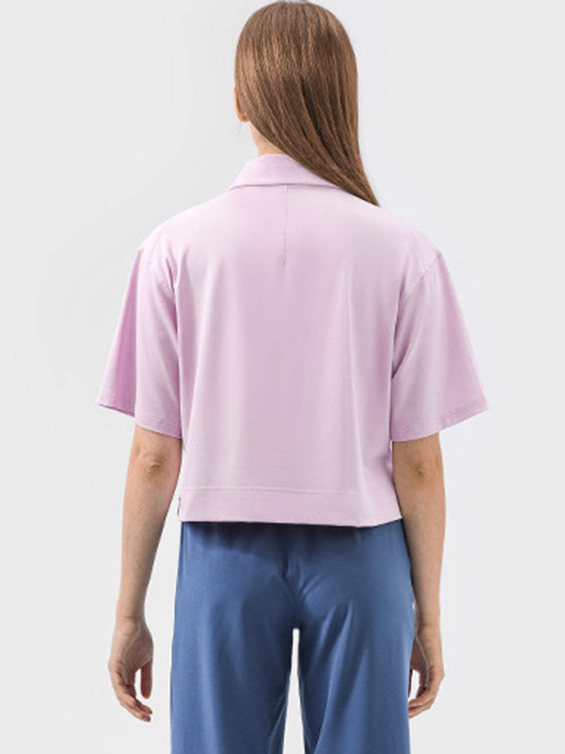 Half Button Short Sleeve Active T-Shirt - Trendsi - Flyclothing LLC