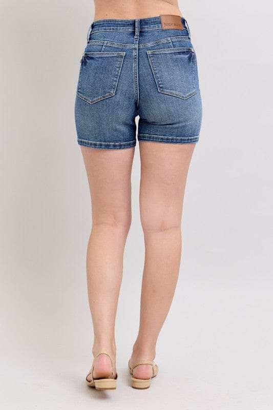 Judy Blue Full Size High Waist Denim Shorts Plus Size - Trendsi - Flyclothing LLC