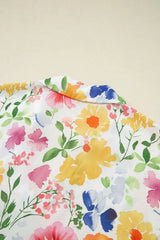 Floral Boxy Fit Ruffled Short Sleeve Blouse - Trendsi - Flyclothing LLC