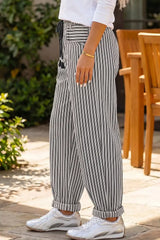 Stripe Drawstring Casual Loose Pants - Trendsi - Flyclothing LLC