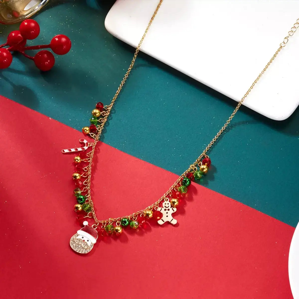 18K Gold-Plated Christmas Charm Necklace - Trendsi - Flyclothing LLC