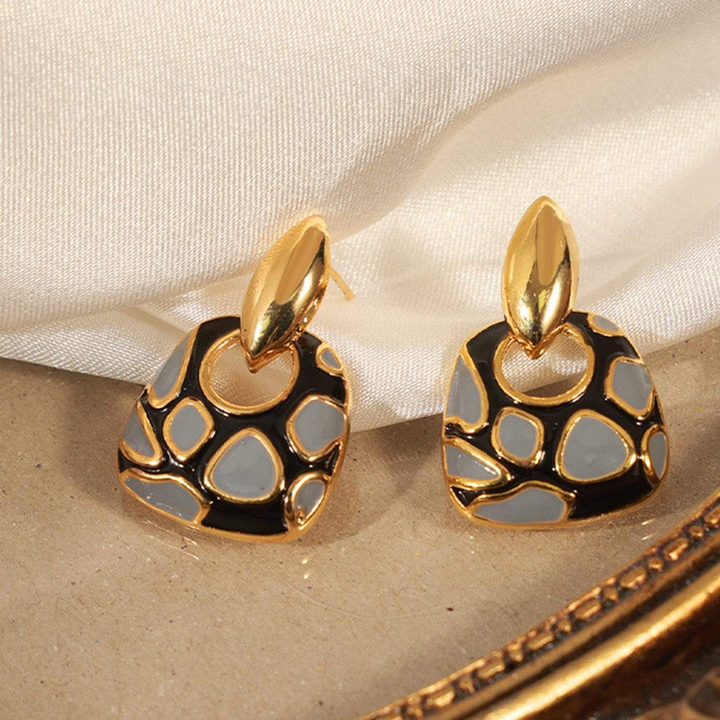 Copper Oil Drip Earrings - Trendsi - Flyclothing LLC
