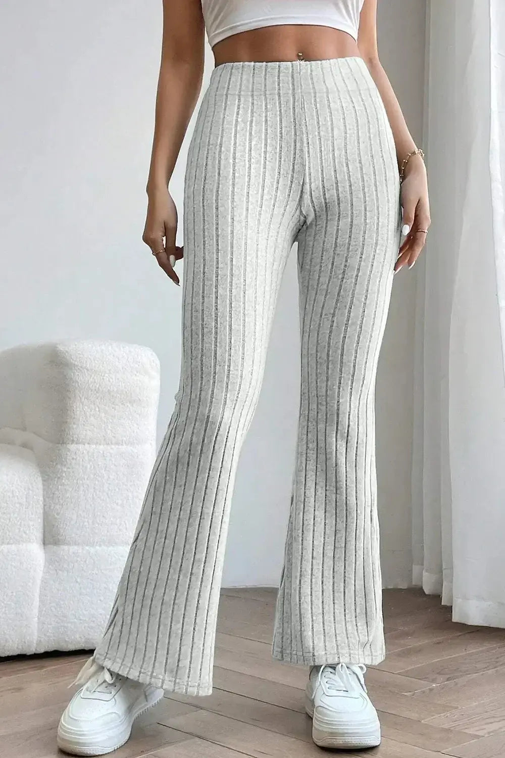Basic Bae Full Size Ribbed High Waist Flare Pants - ShopBasicbae - Flyclothing LLC