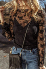 Surplice Cami and Lace Long Sleeve Cover Up Set - Trendsi - Flyclothing LLC