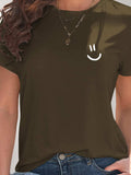 Smile Graphic Round Neck Short Sleeve T-Shirt - Trendsi - Flyclothing LLC