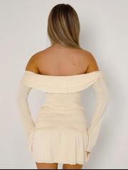 Devine Twisted Ruffled Off-Shoulder Long Sleeve T-Shirt - Trendsi