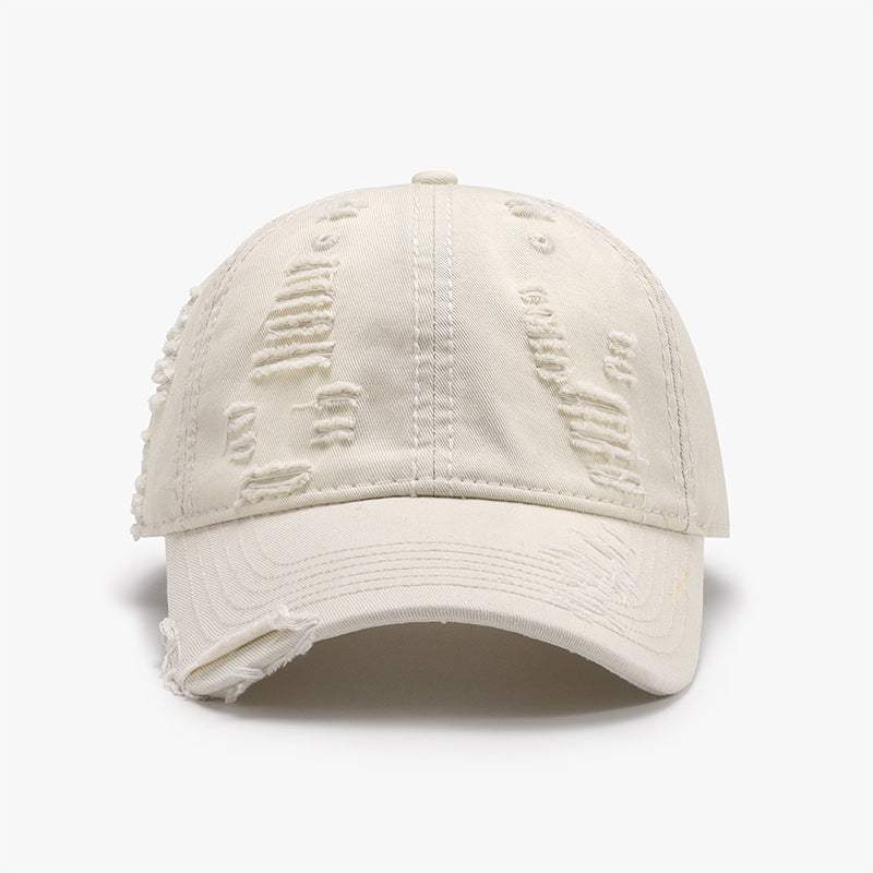 Distressed Adjustable Cotton Baseball Cap - Trendsi - Flyclothing LLC