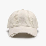 Distressed Adjustable Cotton Baseball Cap - Trendsi