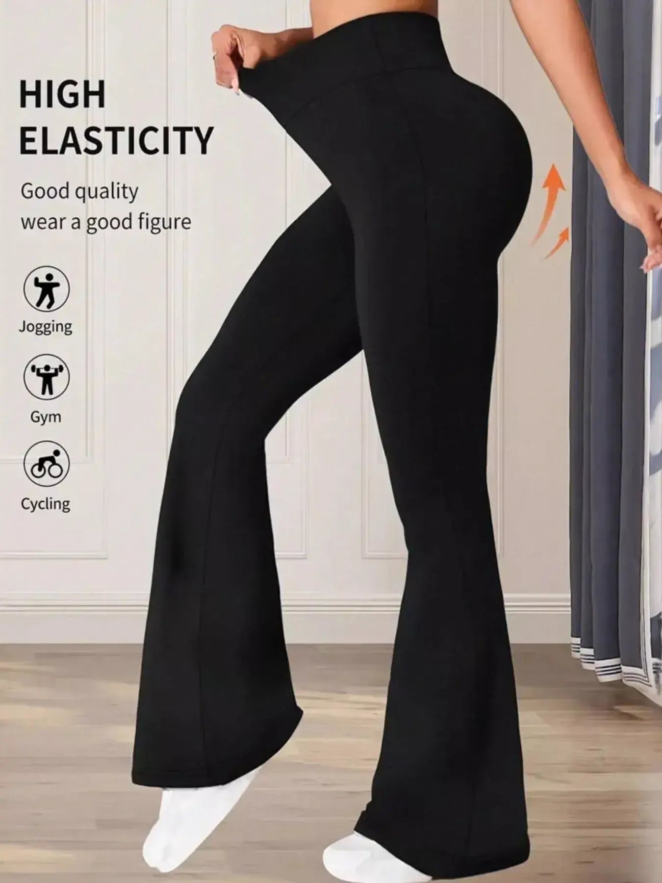 High Waist Slim Fit Flare Pants - Trendsi - Flyclothing LLC
