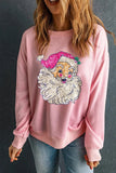 Santa Round Neck Long Sleeve Sweatshirt - Trendsi