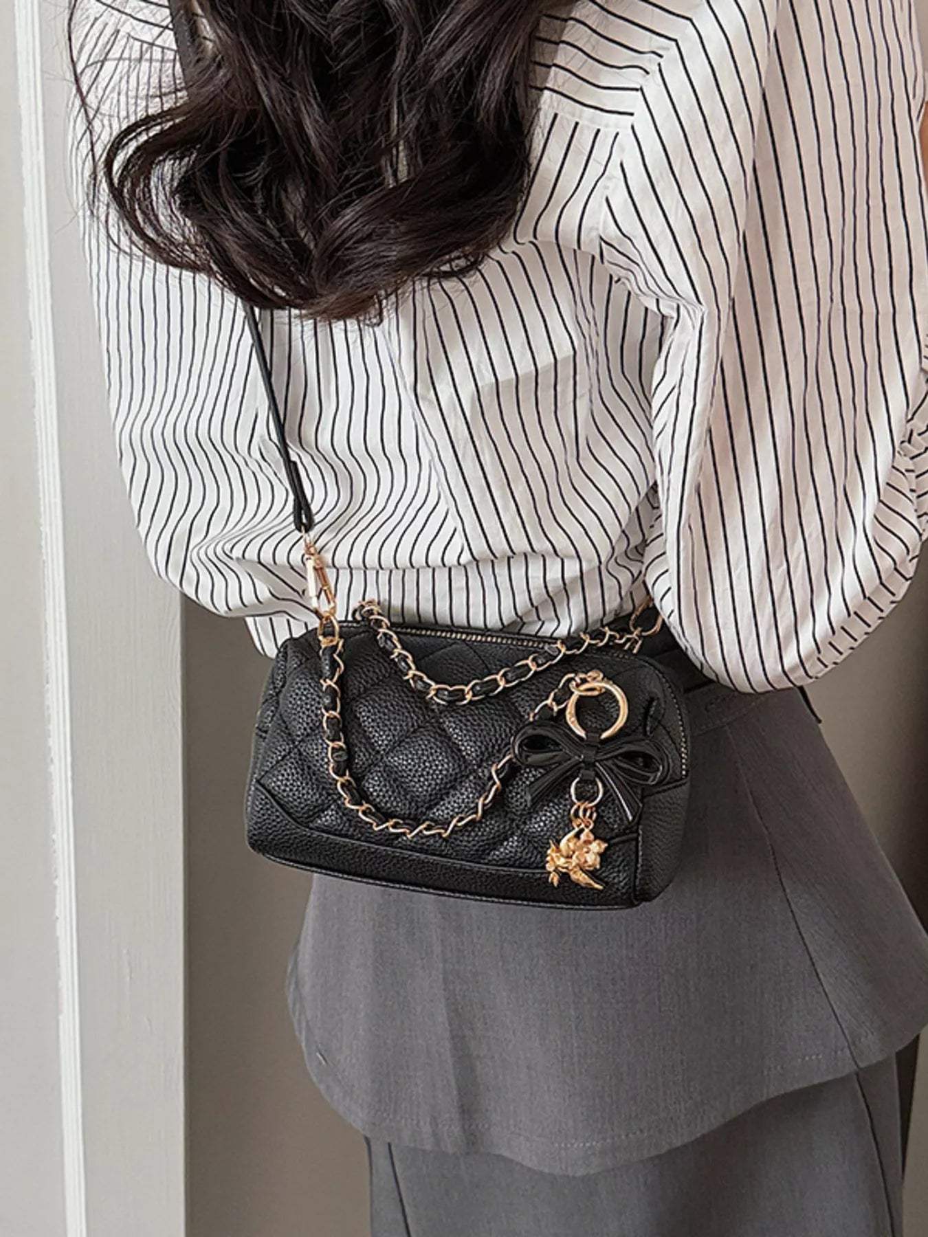 Quilted Chain Crossbody Bag - Trendsi - Flyclothing LLC