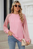 Round Neck Lace Long Sleeve Top - Trendsi - Flyclothing LLC