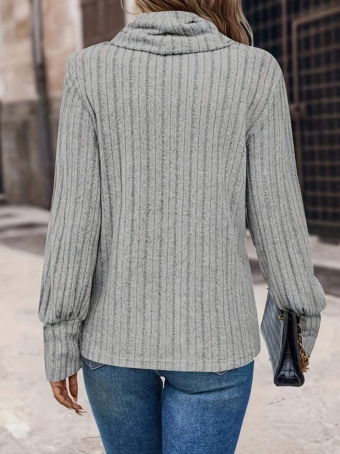 Turtleneck Long Sleeve T-Shirt - Trendsi - Flyclothing LLC