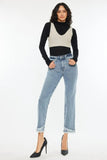Kancan Raw Hem High Rise Straight Jeans - Trendsi