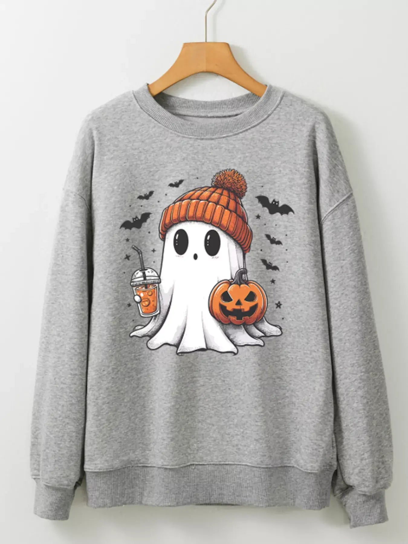 Halloween Ghost Round Neck Sweatshirt - Trendsi - Flyclothing LLC
