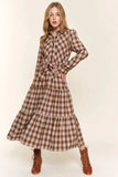 And the Why Plaid Tiered Midi Shirt Dress - Trendsi - Flyclothing LLC