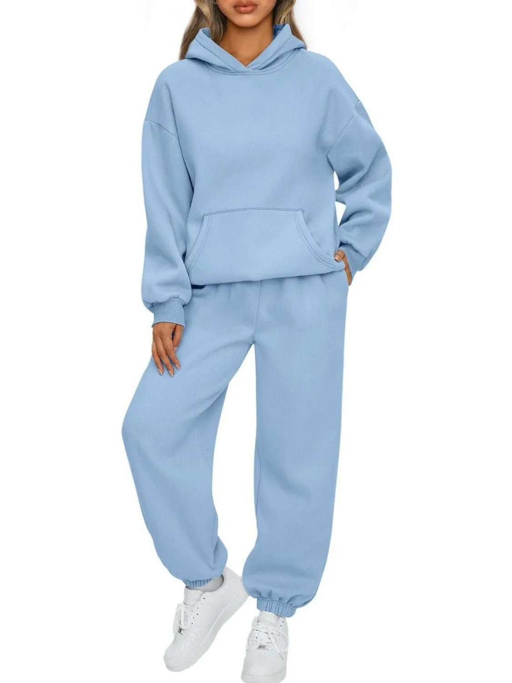 Full Size Kangaroo Pocket Hoodie and Joggers Set Plus Size - Trendsi - Flyclothing LLC