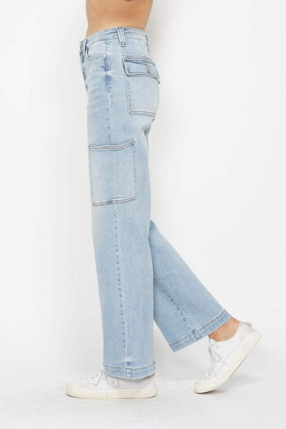 Judy Blue Full Size High Waist Straight Cargo Jeans - Trendsi - Flyclothing LLC