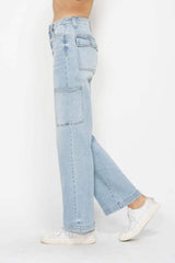 Judy Blue Full Size High Waist Straight Cargo Jeans - Trendsi - Flyclothing LLC