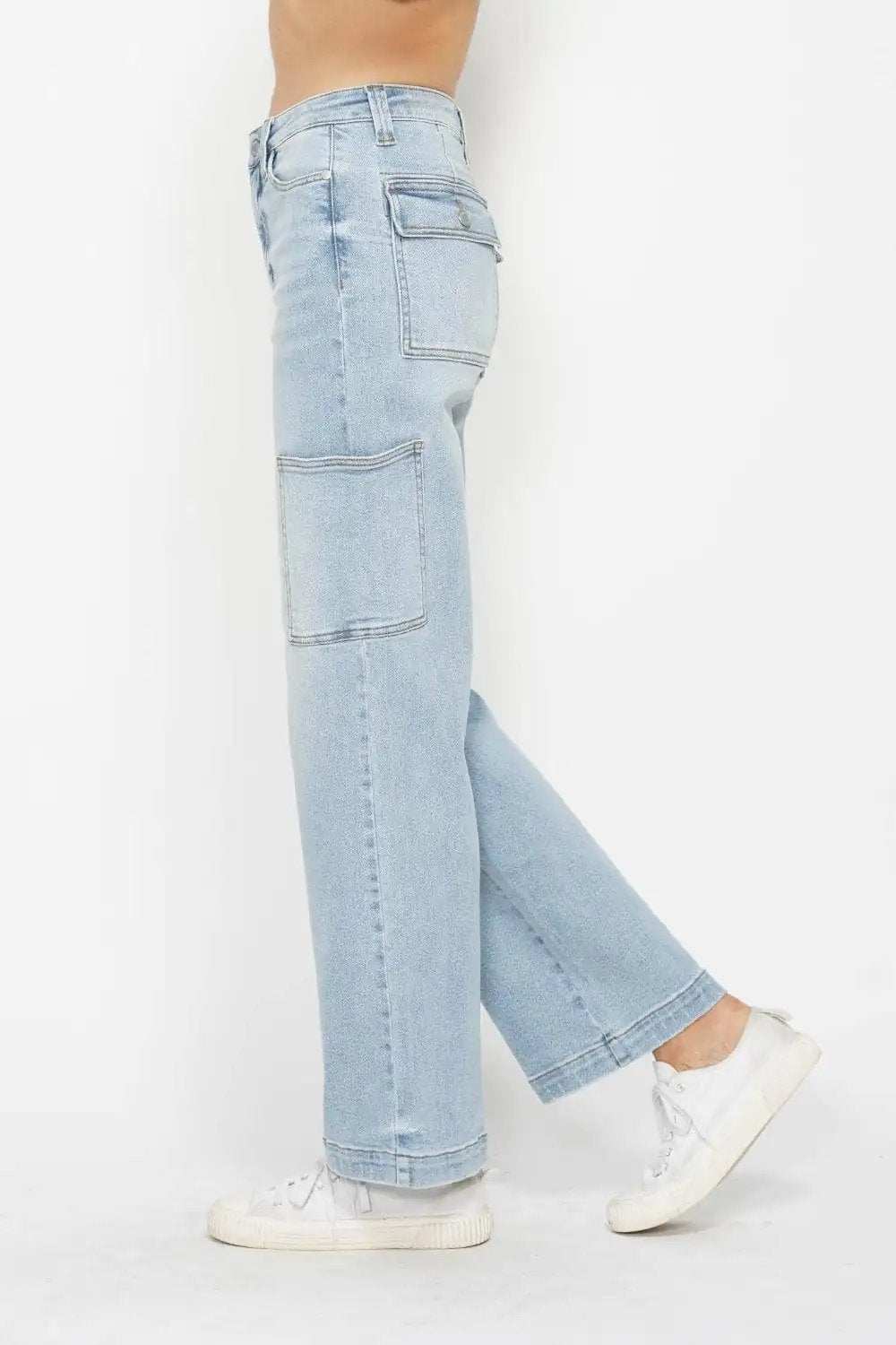 Judy Blue Full Size High Waist Straight Cargo Jeans - Trendsi - Flyclothing LLC