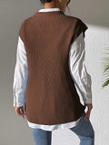 Flower V-Neck Sweater Vest - Trendsi - Flyclothing LLC