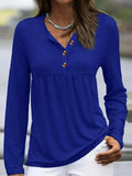 Half Button Long Sleeve T-Shirt - Trendsi - Flyclothing LLC