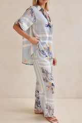 Printed Button Up Shirt and Pants Set - Trendsi - Flyclothing LLC