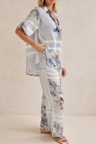 Printed Button Up Shirt and Pants Set - Trendsi - Flyclothing LLC