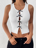 Perfee Bow Front Round Neck Tank - Trendsi