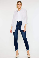 Kancan Full Size High Rise Frayed Ankle Skinny Jeans - Trendsi - Flyclothing LLC