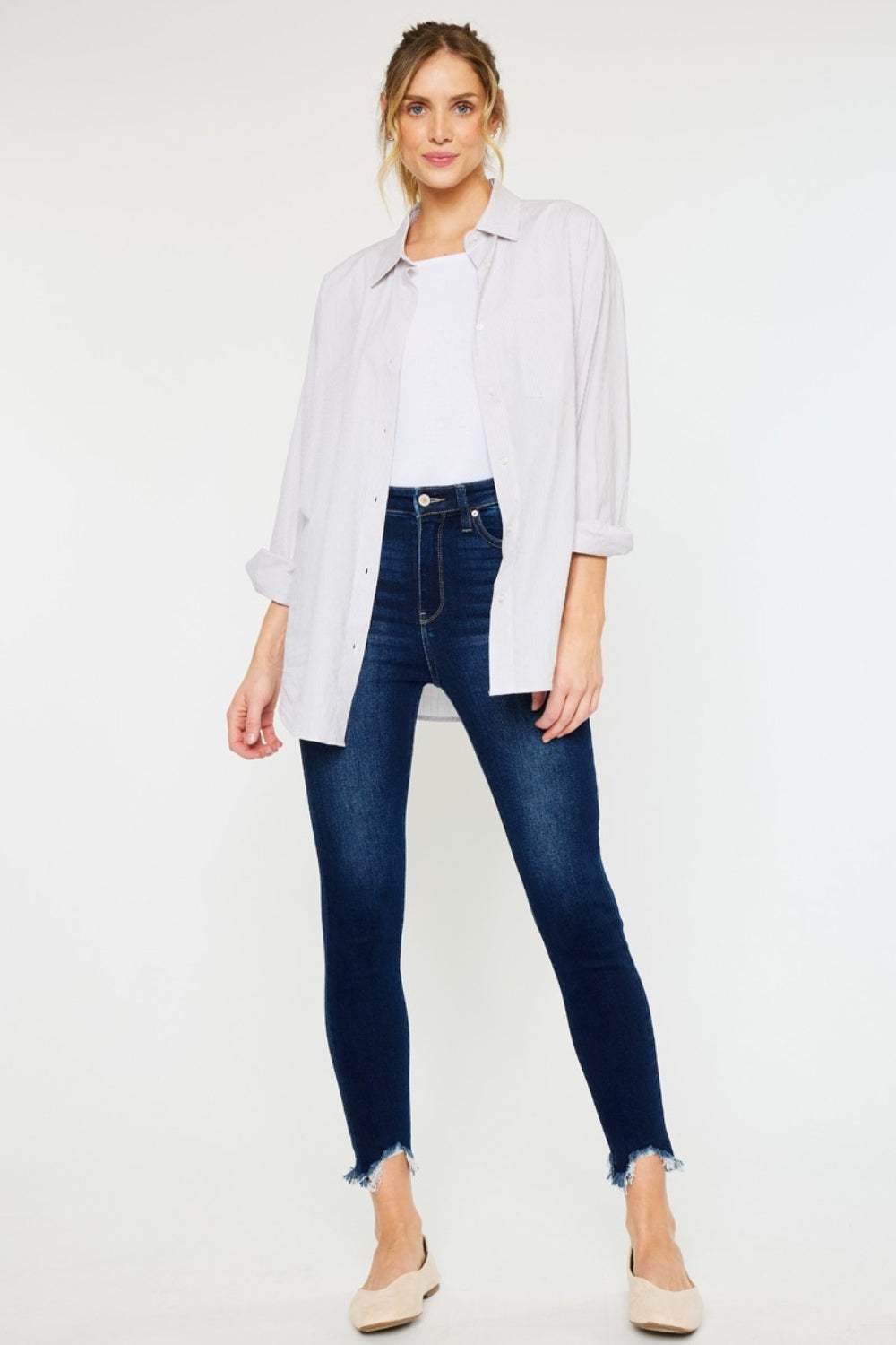 Kancan Full Size High Rise Frayed Ankle Skinny Jeans - Trendsi - Flyclothing LLC