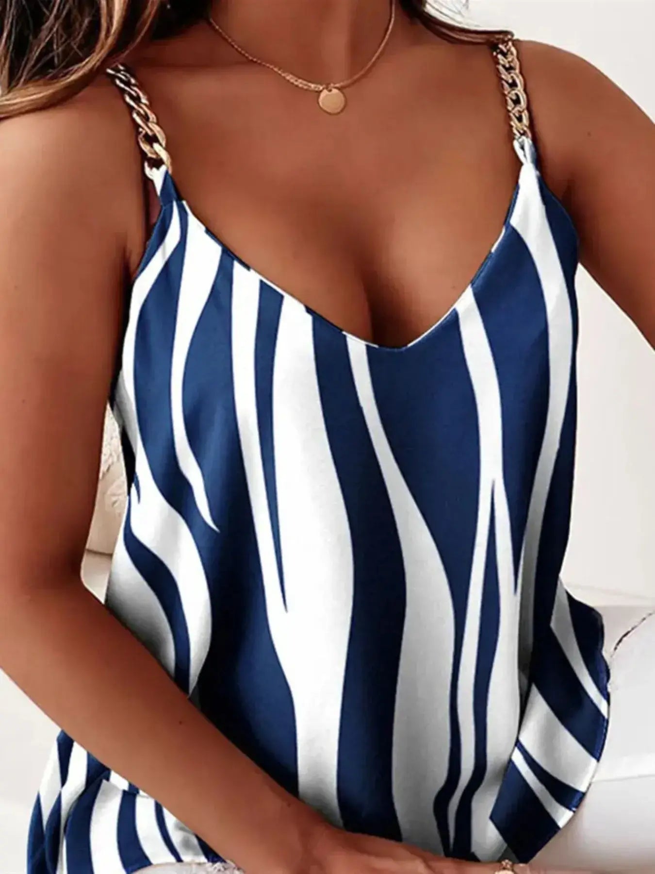 Chain Strap V-Neck Tank Top - Trendsi - Flyclothing LLC