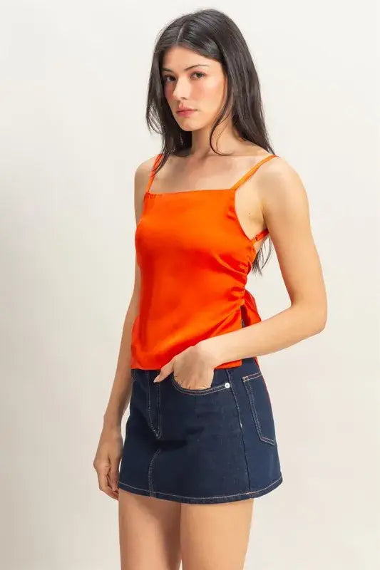 HYFVE Satin Back Tie Detail Cami - Trendsi - Flyclothing LLC